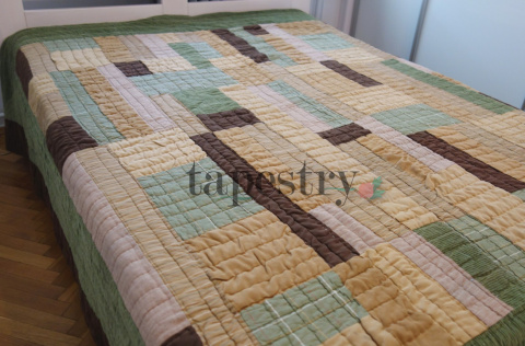 Narzuta patchwork sztruksowa kolory ziemi