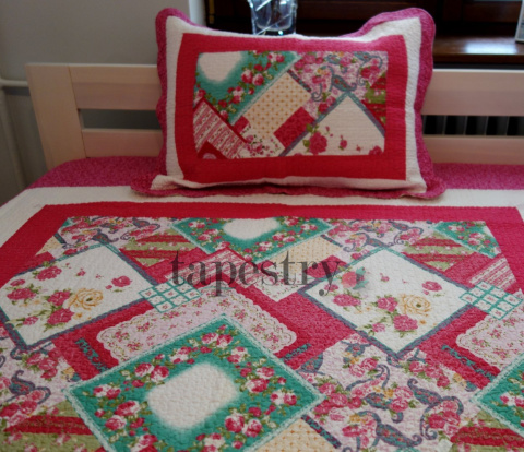Narzuta patchwork róż amarant multikolor 190x210 cm Narzuta patchwork róż amarant multikolor 190x210 cm