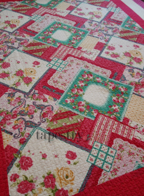 Narzuta patchwork róż amarant multikolor 190x210 cm Narzuta patchwork róż amarant multikolor 190x210 cm
