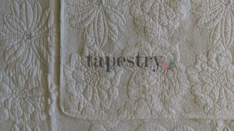 Narzuta biała w kwiaty 230x250 cm