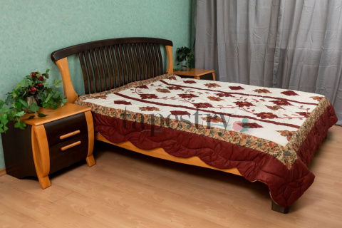 Narzuta patchwork aplikacja 3d bordowe kwiaty 240x260 cm Narzuta patchwork aplikacja 3d bordowe kwiaty 240x260 cm