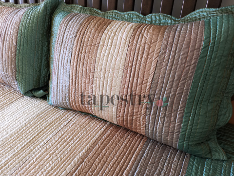 Narzuta zielona w pasy 250x260 cm Narzuta zielona w pasy 250x260 cm