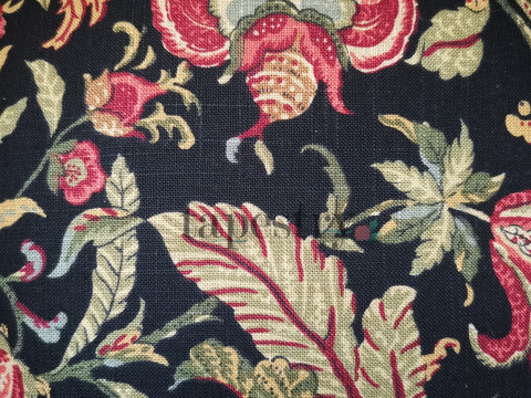 Poszewka lniana czarna w kwiaty 45x45 cm