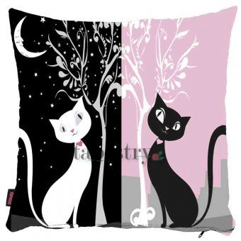 Poszewka na poduszkę czarny i biały kot