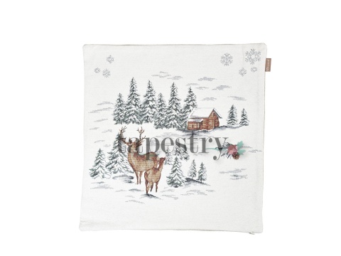 Świąteczna kwadratowa poszewka gobelinowa renifery