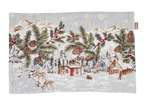 Świąteczna prostokątna poszewka gobelinowa lasek